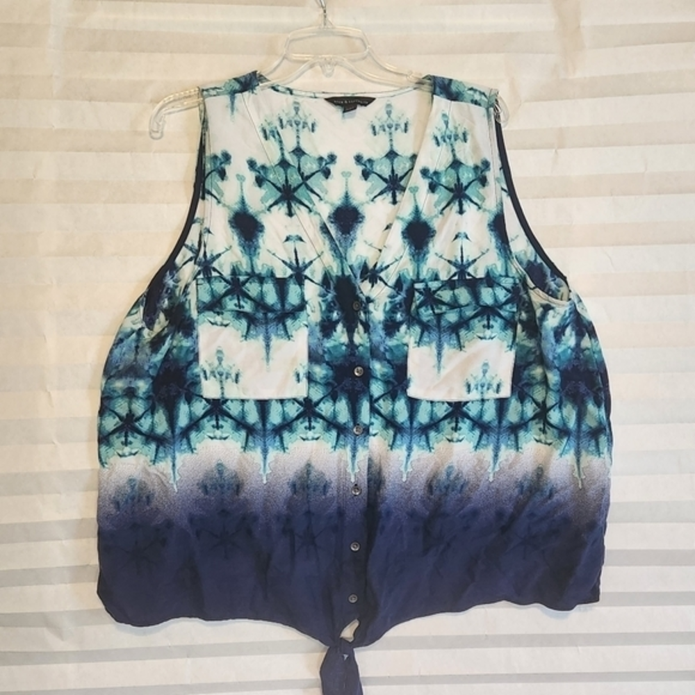 Rock‎ and Republic Tye Dye Sleeveless Top Blouse XXL Spring Summer Lounge